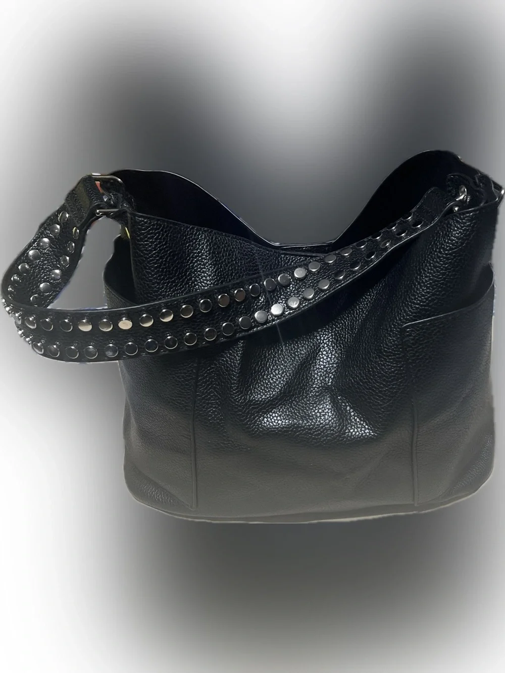 Steve Madden Black Studded Shoulder Hobo